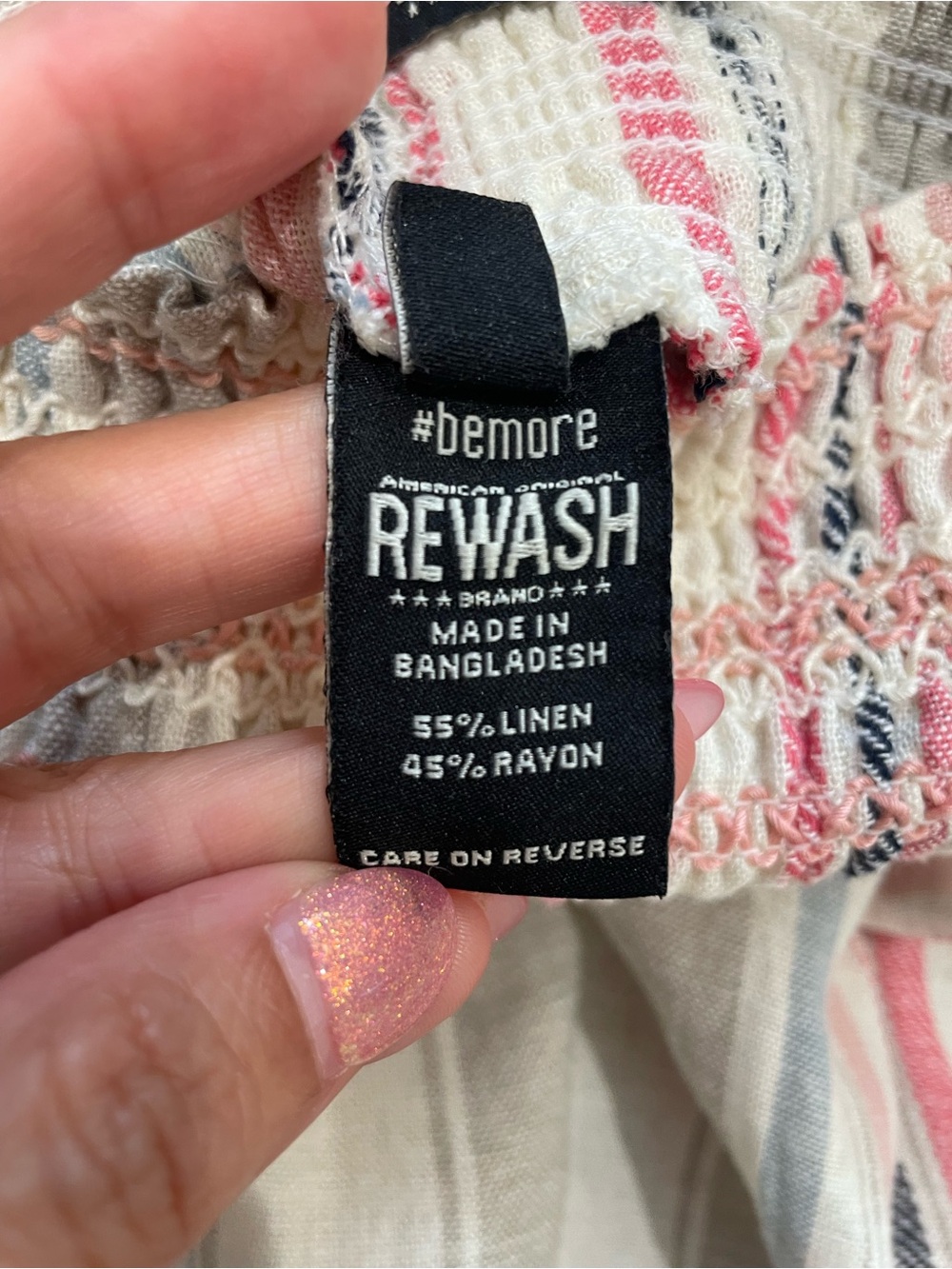 NWT Rewash Linen Blend Coastal Stripe Wide Leg Pants M - Picture 8 of 9